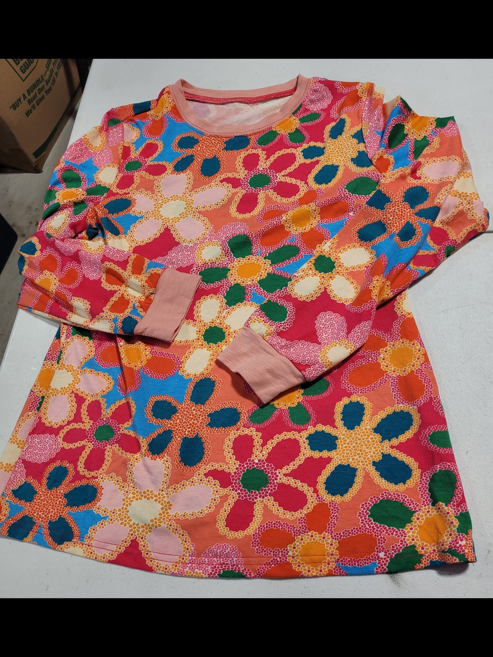 Girls' Long Sleeve Floral Tee - Pink Multi